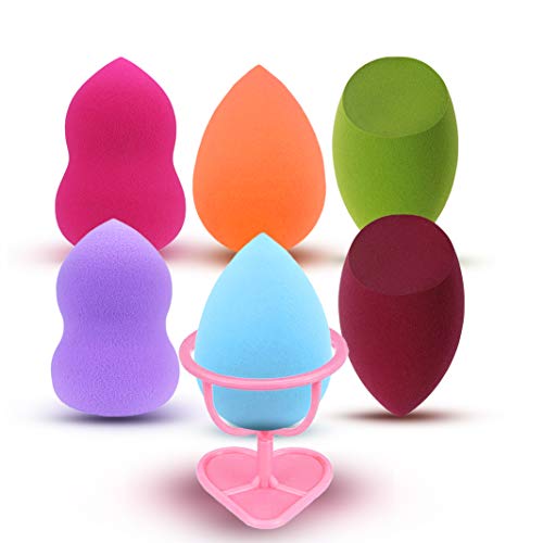 6 Colors Soft Makeup Sponge Set Beauty Foundation Blending Sponge Makeup Blenders for Powder Cream or Liquid Application for Flawless Foundation Look