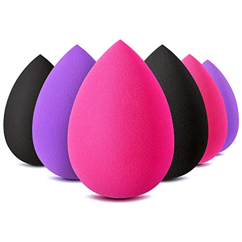 6Pcs Makeup Sponge, Easkep Blender Beauty Foundation Blending Sponge Set Professional Perfect Puff Flawless for Liquid Latex Free Multi-Color No Floating Powder