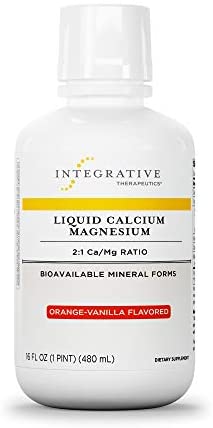 Integrative Therapeutics - Liquid Calcium Magnesium, 2:1 Ca/Mg Ratio - Bioavailable Mineral Forms - Orange Vanilla Flavor - 16 fl oz