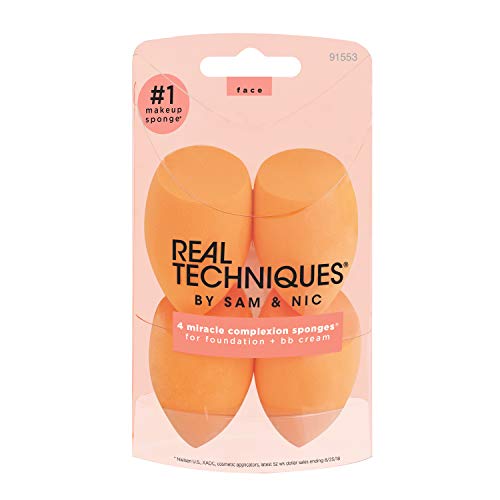 Real Techniques Miracle Complexion Beauty Sponge Makeup Blender, Set of 4