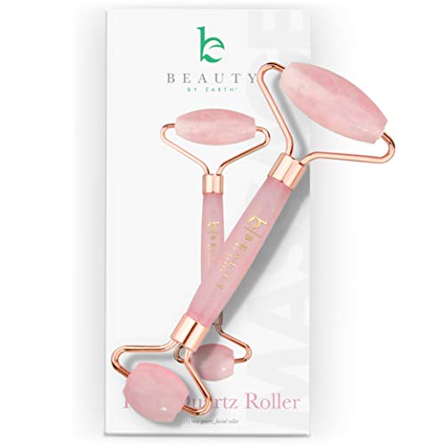 Rose Quartz Facial Roller - Best Face Roller and Skincare Tool for Facial Massage, Quality Pink Stone Face Roller Great for Skin on Face and Neck in Magnetic Gift Box