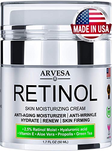 Anti Aging Retinol Moisturizer Cream for Face, Neck & Décolleté - Made in USA - Wrinkle Cream for Women and Men with Hyaluronic Acid and Active Retinol 2.5% - Best Day and Night - Results in 4 Weeks