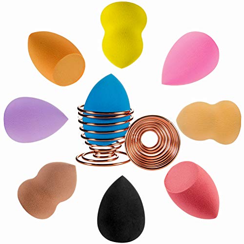 Makeup Sponge, BeaHot 9 Pcs 3 Shapes Beauty Sponge Blender with 2 Pcs Sponge Holder, Beauty Cosmetic Foundation Blending Powder Puff for Liquid, Powder, BB Cream and Sunscreen