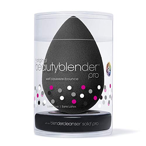 beautyblender Solid BlenderCleanser Pro (28g) + beautyblender Pro Makeup Sponge Set, Black Makeup Application Tool + Makeup Tool Cleaner, for Stain-Free Application of Cosmetic Products