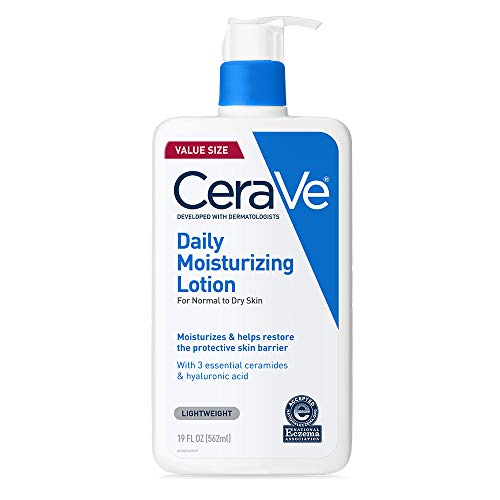 CeraVe Daily Moisturizing Lotion for Dry Skin | Body Lotion & Facial Moisturizer with Hyaluronic Acid and Ceramides | Fragrance Free | 19 Ounce